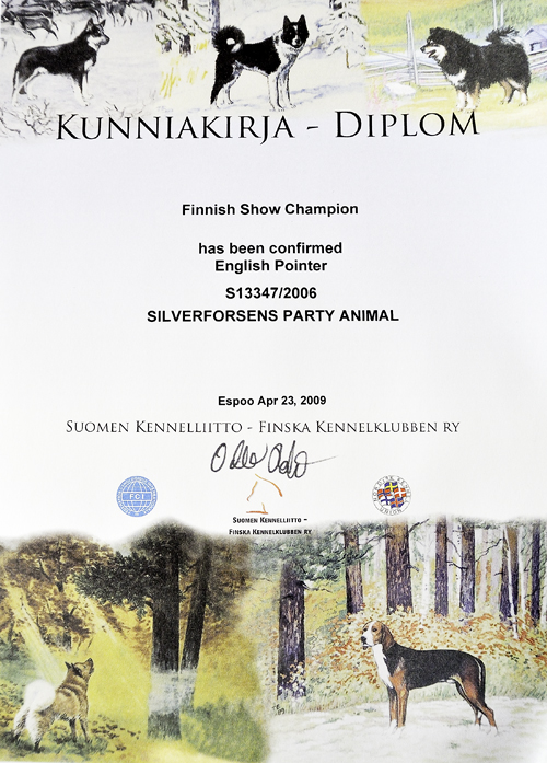 Party's finska championatdiplom.